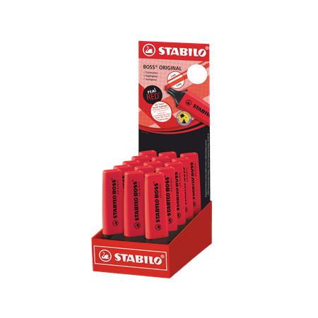 Zvýrazňovač, displej, 2-5 mm, STABILO "BOSS original", Stabilo červený