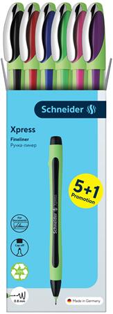 Liner, sada, 0,8 mm, SCHNEIDER "Xpress", 6 rôznych farieb
