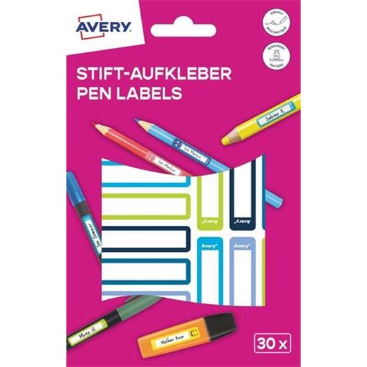 Štítok na pero, 50x10 mm, ručne popisovateľný, AVERY ZWECKFORM, modrý-zelený, 30 štítkov/bal