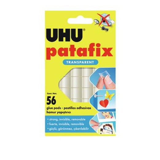 Lepiace štvorčeky, obojstranné, 56 ks, UHU "Patafix", priehľadné