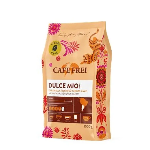 Káva, pražená, zrnková, 1000 g, CAFE FREI "Dulce Mio", karamelová
