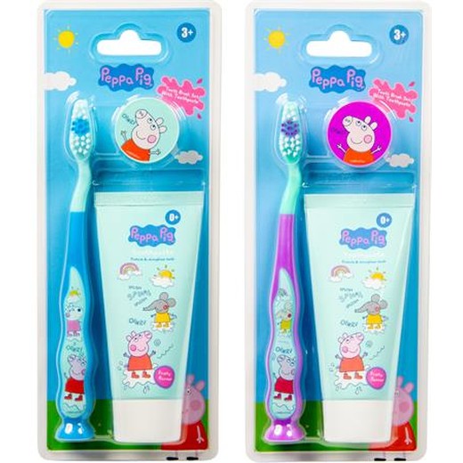 Zubná pasta a zubná kefka, sada, pre deti, 3+, "Peppa Pig", mix farieb