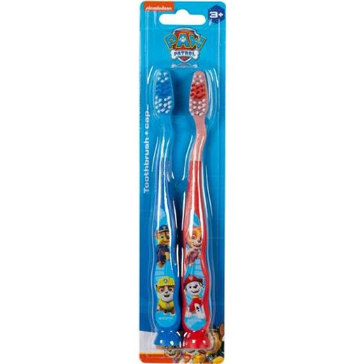 Zubná kefka pre deti, mäkká, 2 ks, s prísavkou, 3+, "Paw Patrol"