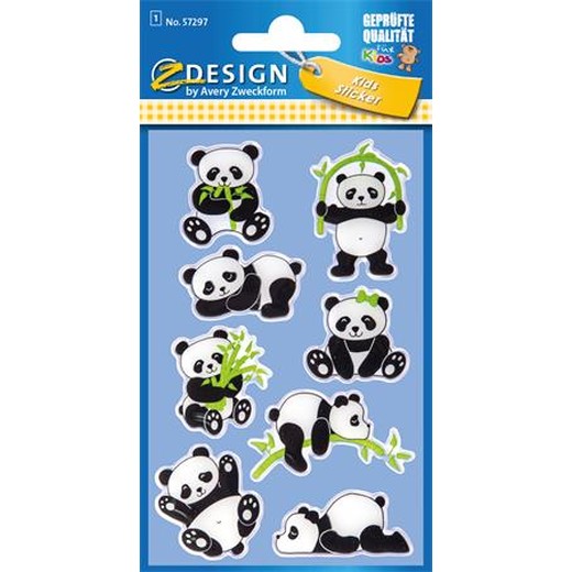 Nálepky, plast, 1 hárok, 76x120 mm, AVERY ZWECKFORM, "Z-Design No.57297", panda