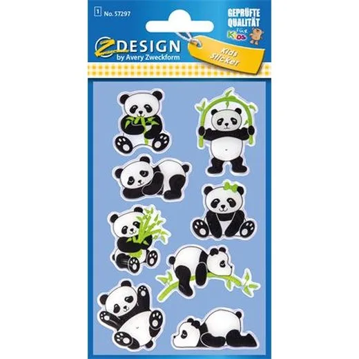 Nálepky, plast, 1 hárok, 76x120 mm, AVERY ZWECKFORM, "Z-Design No.57297", panda