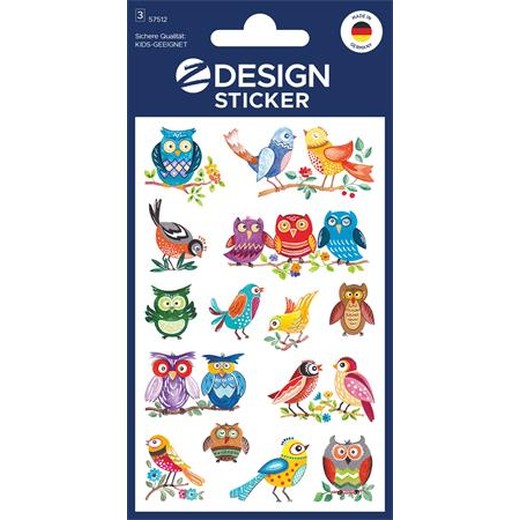 Nálepky, papier, 3 hárky, 76x120 mm, AVERY ZWECKFORM, "Z-Design No.57512", sova
