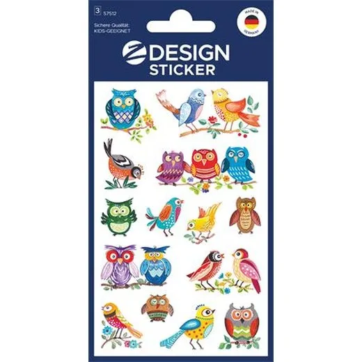 Nálepky, papier, 3 hárky, 76x120 mm, AVERY ZWECKFORM, "Z-Design No.57512", sova