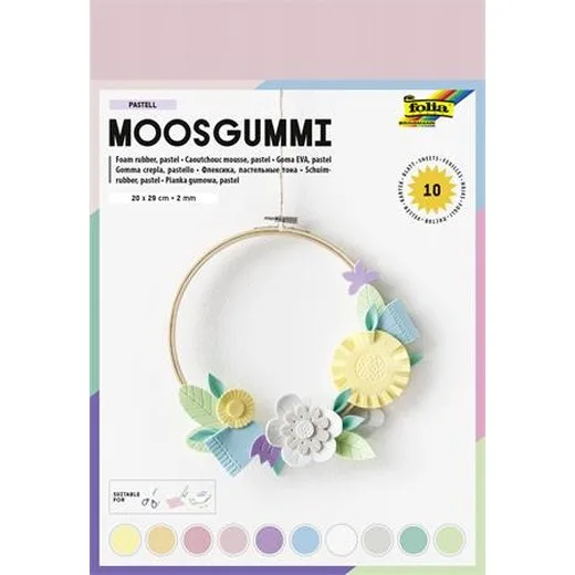 Moosguma, 20x29 cm, 10 listov, FOLIA "Pastel", 10 rôznych farebných farieb