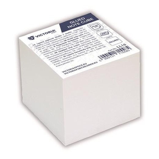 Kancelársky blok, 85x85x70 mm, lepený, VICTORIA OFFICE