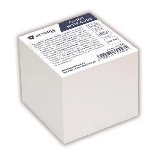 Kancelársky blok, 85x85x70 mm, lepený, VICTORIA OFFICE