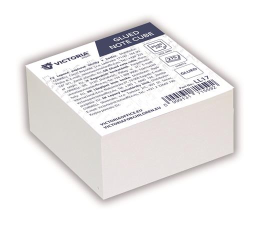 Kancelársky blok, 85x85x40 mm, lepený, VICTORIA OFFICE