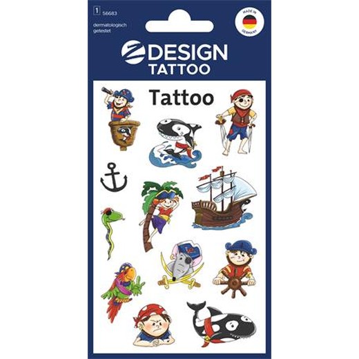 Tetovacie nálepky, 1 hárok, 76x120 mm, AVERY ZWECKFORM, "Z-Design No.56683", piráti