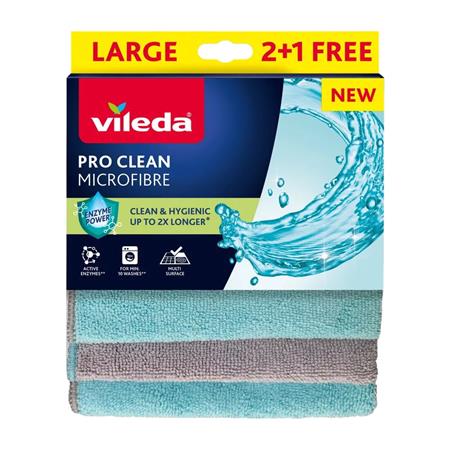 Utierka, s mikrovláknom, 2+1 ks, VILEDA "Pro Clean", modrá-sivá