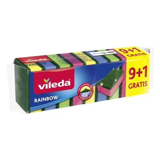 Špongia, 9+1 ks, VILEDA "Rainbow"