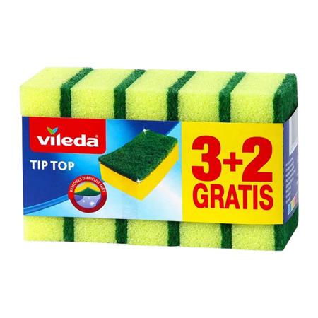 Špongia, 3+2 ks, VILEDA "Tip Top", žltá