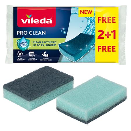 Špongia, 2+1 ks, VILEDA "Pro Clean", modrá