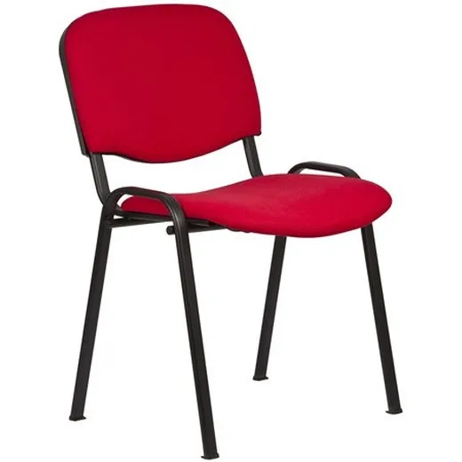 Konferenčná stolička, čalúnená, čierna kovová konštrukcia,  "Felicia", červená