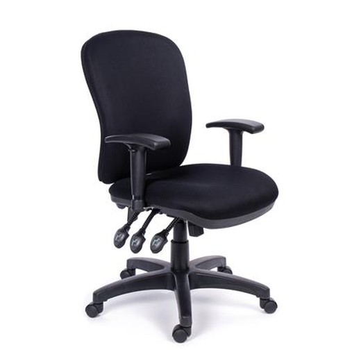 Kancelárska stolička, nastaviteľné opierky rúk, čierne čalúnenie, čierny podstavec, MAYAH "Super Comfort"