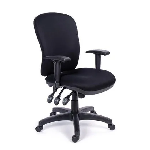 Kancelárska stolička, nastaviteľné opierky rúk, čierne čalúnenie, čierny podstavec, MAYAH "Super Comfort"