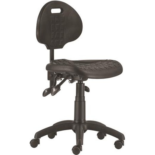 Pracovná stolička, s operadlom, plastová, asynchrónny mechanizmus, "1290", čierna