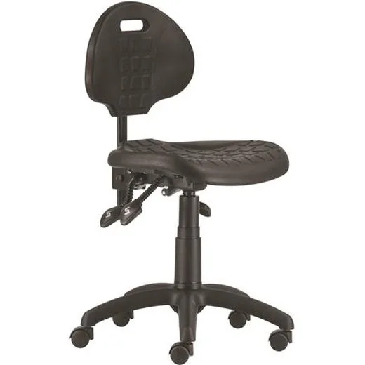 Pracovná stolička, s operadlom, plastová, asynchrónny mechanizmus, "1290", čierna