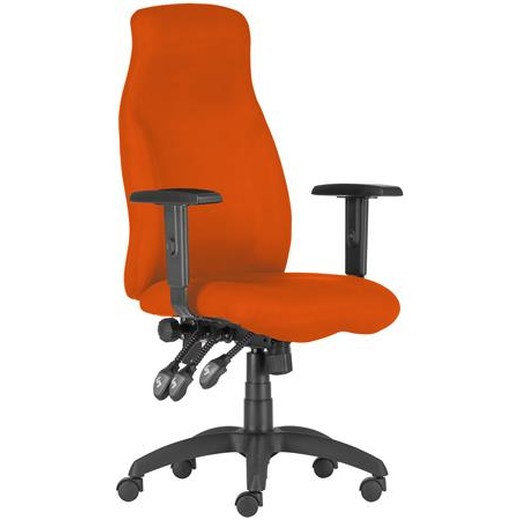 Manažérska stolička, čalúnená, čierny podstavec, vysoká chrbtová opierka, "HUFO", oranžová