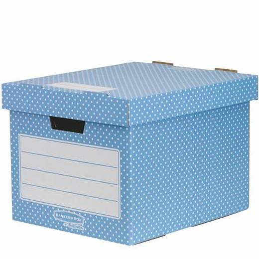 Úložný box, kartónový, 33,3x28,5x39 cm FELLOWES, "Style", modrá-biela
