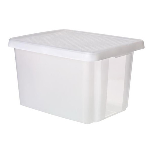 Odkladací box, s vekom, 26 l, priehľadný, CURVER "Essentials"