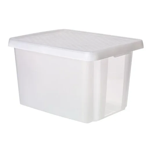 Odkladací box, s vekom, 26 l, priehľadný, CURVER "Essentials"