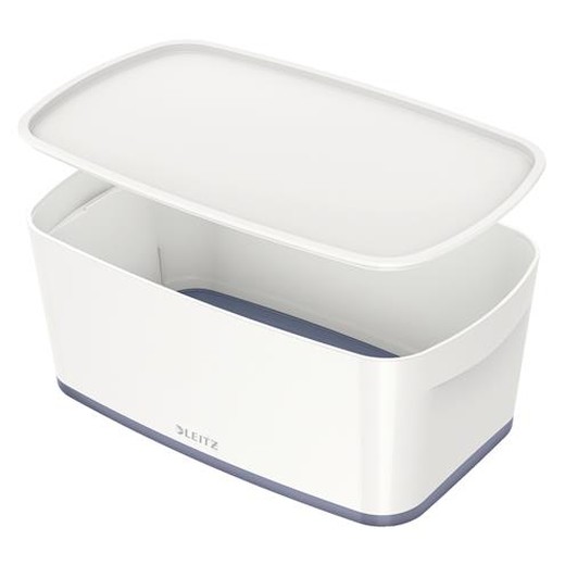 Archivačná krabica, s vekom, malá, LEITZ "MyBox", biela-sivá