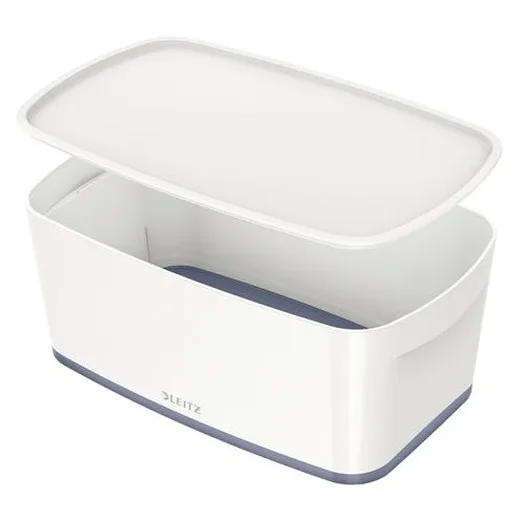 Archivačná krabica, s vekom, malá, LEITZ "MyBox", biela-sivá