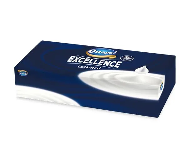 Papierové vreckovky, v krabici, 4-vrstvové, 80 ks, "Ooops! Excellence Lotioned" 2