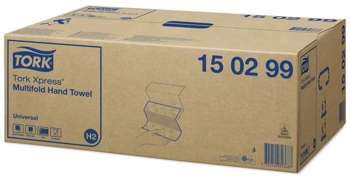 Utierky na ruky, Interfold ohyb, 2-vrstvové, H2 systém, Universal, TORK "Xpress® Multifold", biela 2