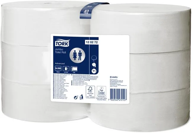 Toaletný papier, T1 systém , 2-vrstvový, priemer: 26 cm, Advanced, TORK "Jumbo", biela 2