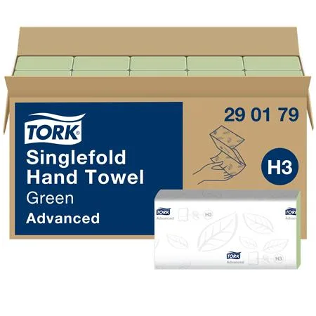 Papierové utierky, Z ohyb, 2-vrstvové, H3 systém, Advanced, TORK "Singlefold", zelená 2