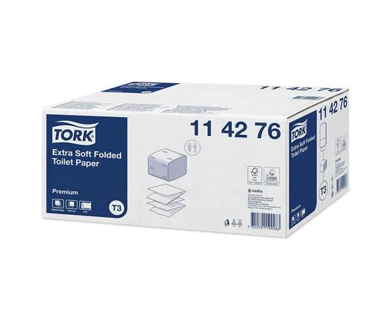 Toaletný papier, T3 systém, 2-vrstvový, Premium, TORK "Extra Soft Folded", biela 2