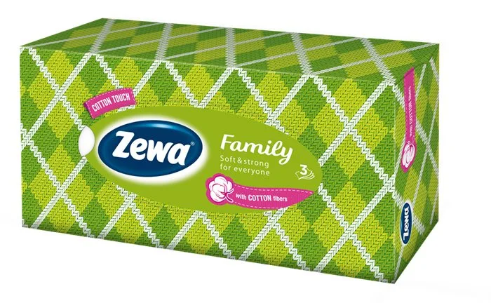 Papierové vreckovky, 3-vrstvové, 90 ks, ZEWA "Family", bez vône 3