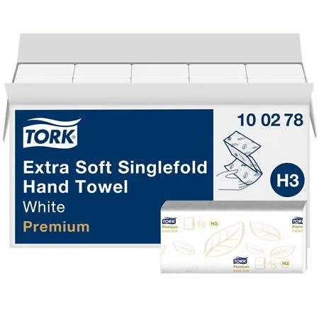Papierové utierky, Z ohyb, 2-vrstvové, H3 systém, Premium, TORK "Extra Soft Singlefold", biele 2