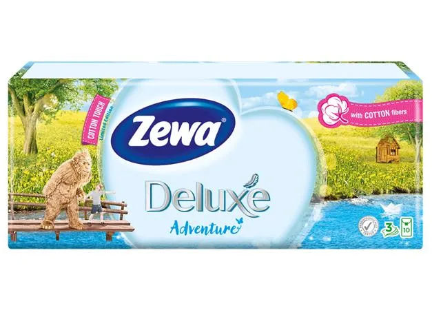 Papierové vreckovky, 3-vrstvové, ZEWA  "Delux" bez vône, 10x10 ks 2