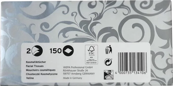 Kozmetické utierky, 2-vrstvové, 150 listov, "Satino by Wepa" 2