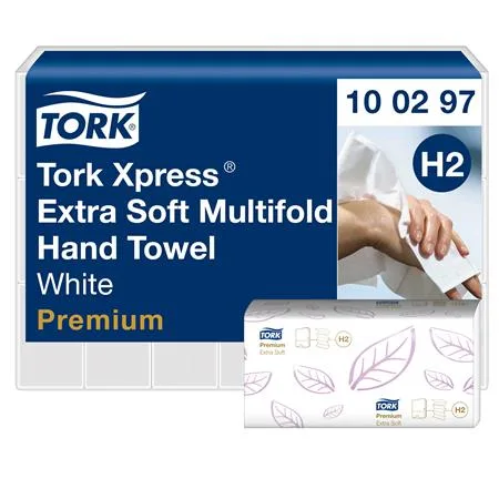 Papierové utierky, Interfold ohyb, H2 systém, Premium, TORK "Xpress® Multifold", biela 2