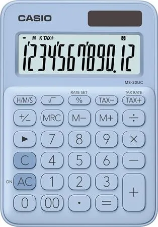Kalkulačka, stolová, 12-miestna, CASIO "MS 20UC", svetlomodrá 2