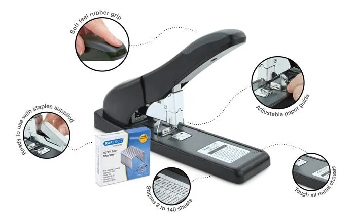 Zošívačka, veľkokapacitná, 923/6-17, 140 listov, RAPESCO "ECO HD-140", čierna 6