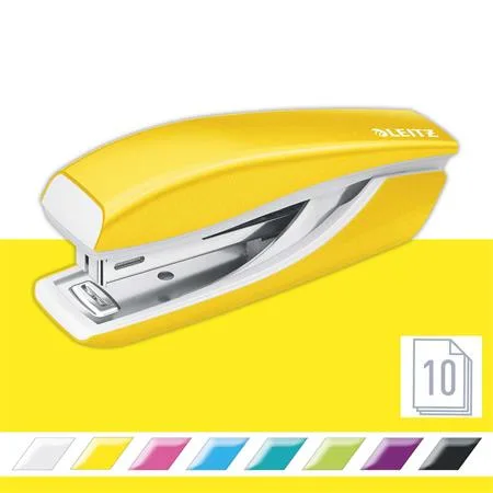 Zošívačka, mini, No. 10, 10 listov, kovová, LEITZ  Nexxt Wow", žltá 2