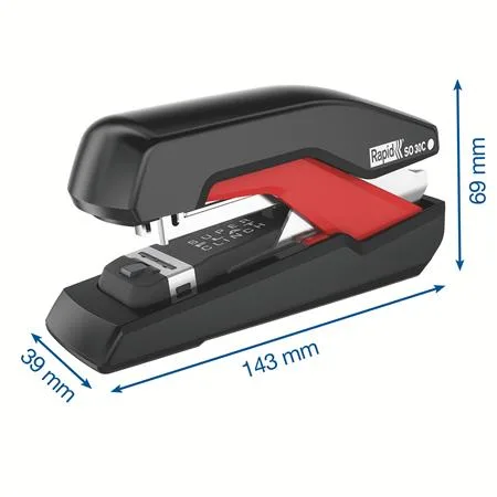 Zošívačka, 30 listov, RAPID "Supreme SuperFlatClinch S030c", čierna/červená 5