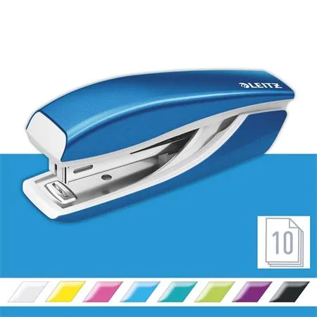 Zošívačka, mini,  No. 10, 10 listov, kovová, LEITZ "Nexxt Wow", modrá 2