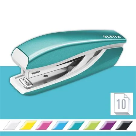 Zošívačka, mini,  No. 10, 10 listov, kovová, LEITZ "Nexxt Wow", ladovo modrá 2