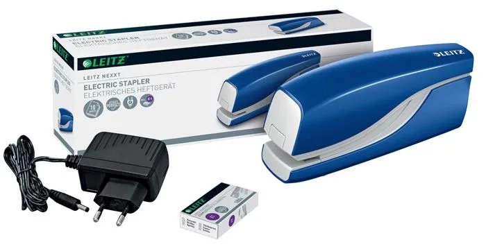 Zošívačka, elektrická, No.10, 10 listov, LEITZ "Nexxt 5532", modrá 5