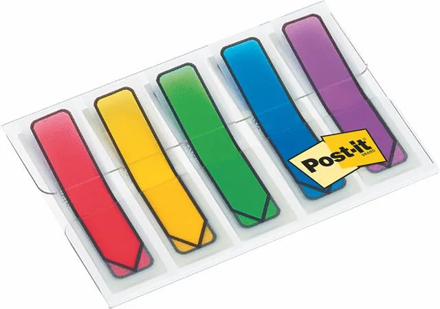 Záložky, plastové, 4x24 záložiek, 11,9x43,2 mm, v tvare šípky, 3M POSTIT, mix 3