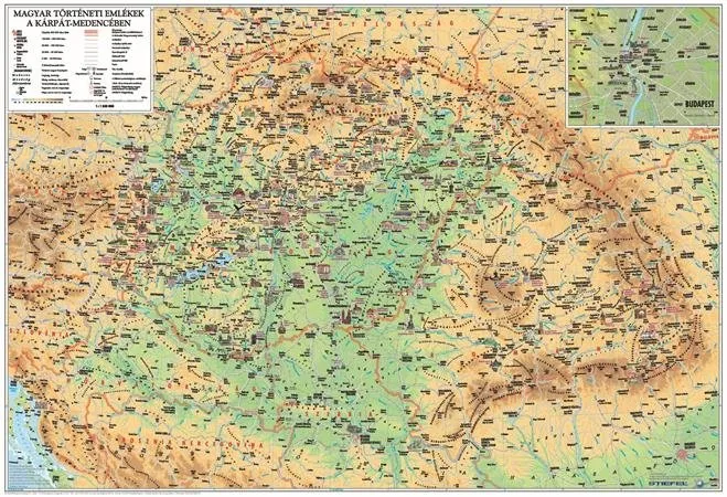 Podložka na stôl, obojstranná,"Szent Korona országai/Történeti emlékek - Historická mapa Maďarska/Pamiatky "výrobok v MJ 2